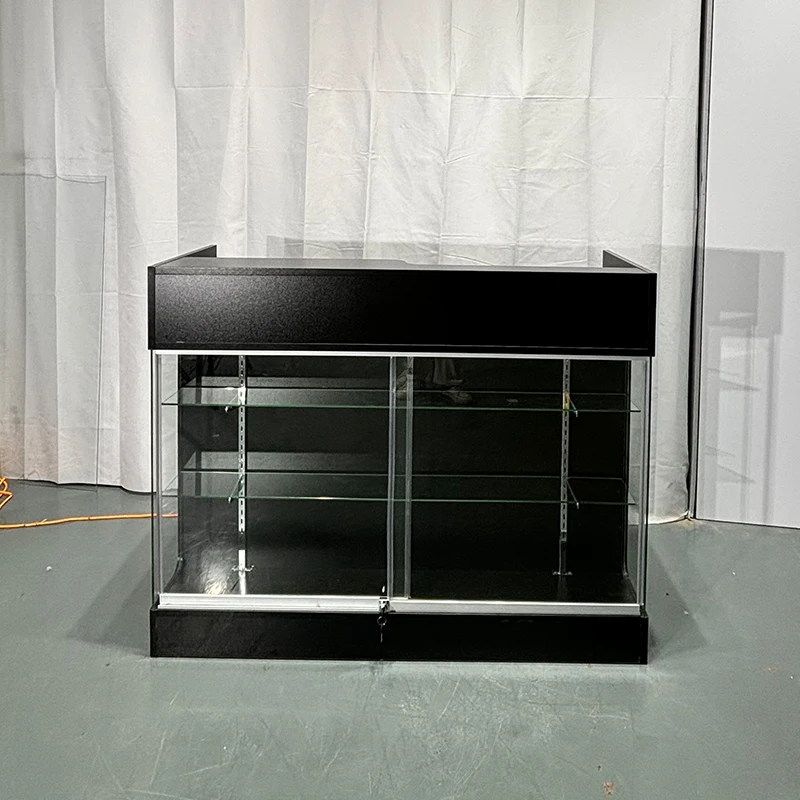 custom.Factory Direct Store 6 Foot Wooden Ledge Top Cash Register Counter with Glass Display Front