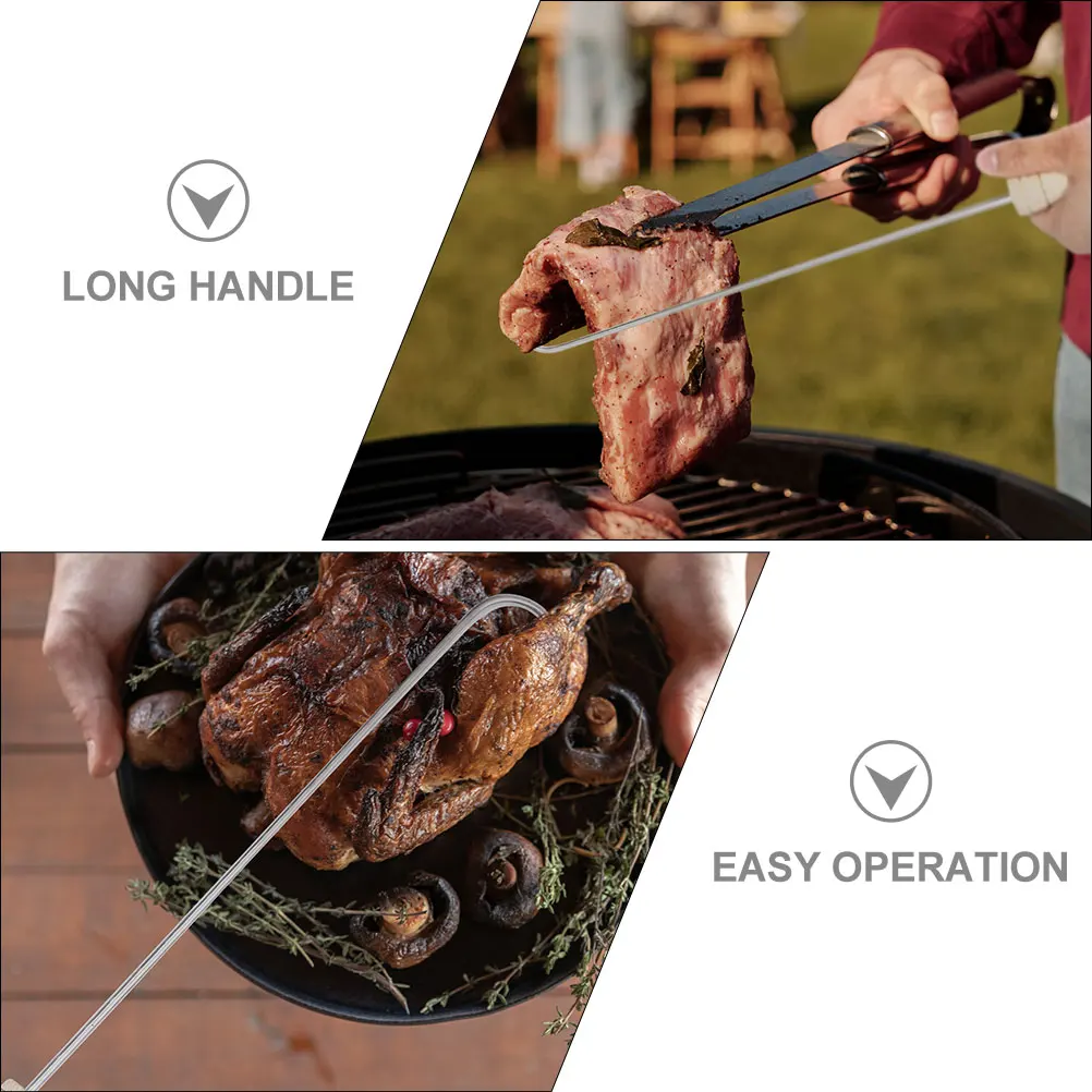 

Kitchen Meat Hook Flipper Stainless Steel Wear-Resistant for Grilling Roasting Ergonomic Design Professional Pork Flipper Supply