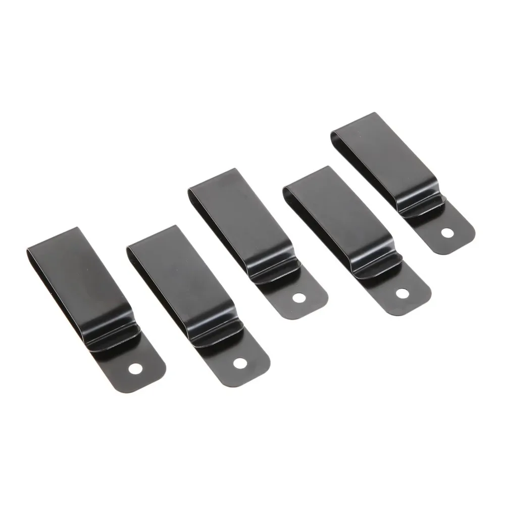 

10pcs/set Useful Black Belt Clip Buckle Metal Single Hole Spring Buckle Hook Sheath Clip Hooks Outdoor Camping