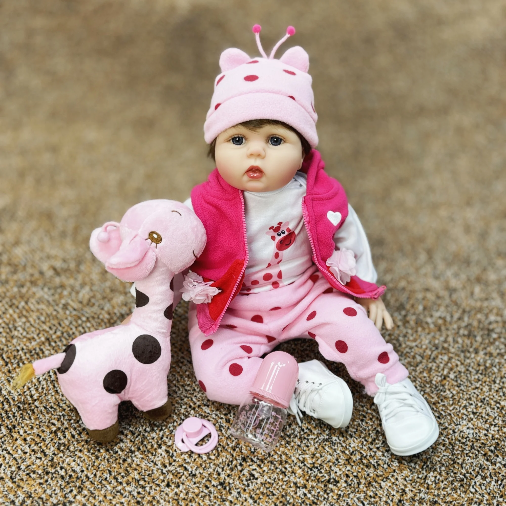 

50cm Cuddly Bebe Reborn Painted Skin Lifelike Real Art Newborn Baby Doll With 5 Pieces Outfits muñecas reborn