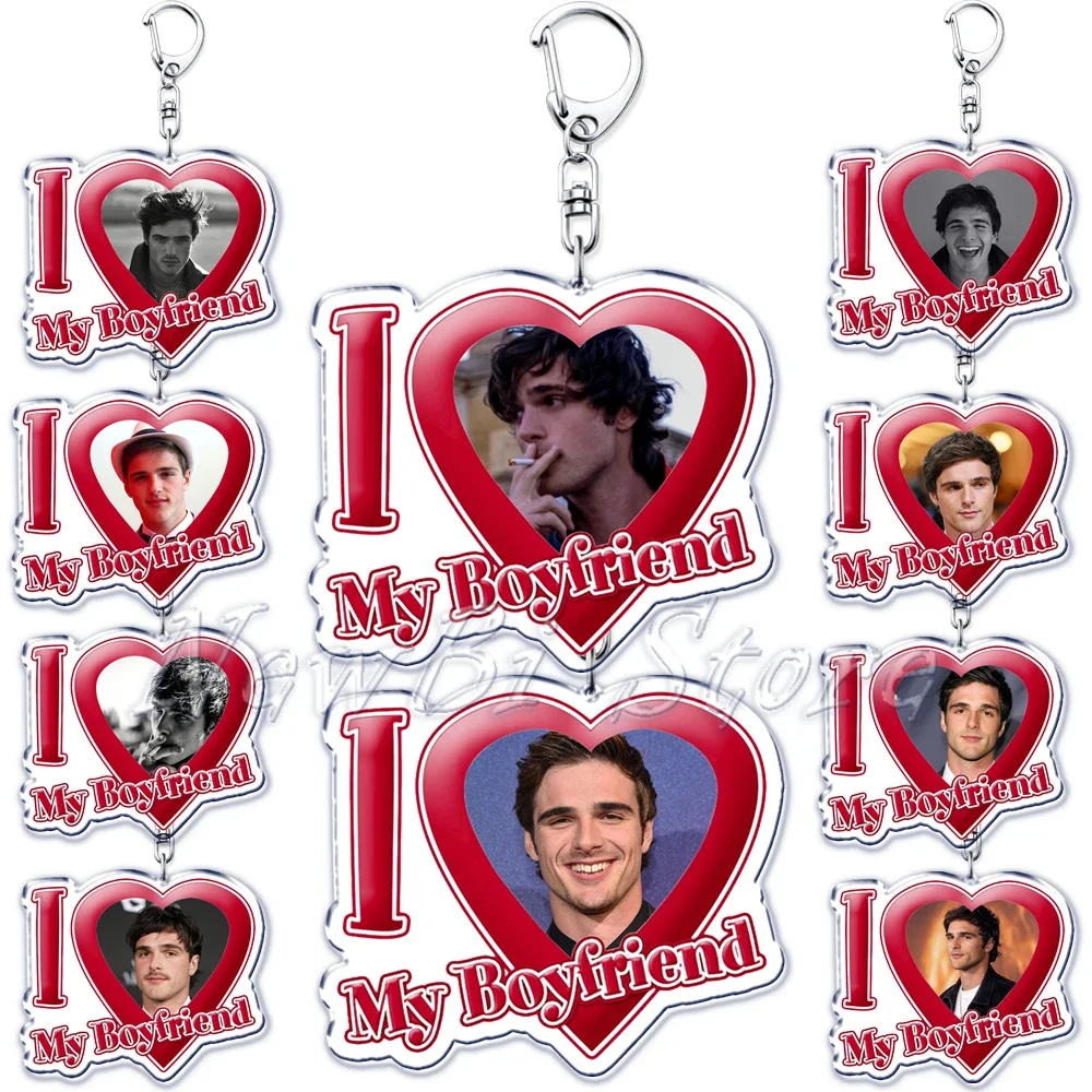 Popular Movie Saltburn I Love My Boyfriend Actor Jacob Elordi Key Chain Keychains Ring for Bag Pendant Keyring Jewelry Gifts