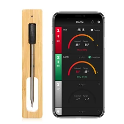 Wireless Meat Food Thermometer for Oven Grill BBQ Smoker Kitchen Smart Digital Bluetooth Barbecue Thermometer Temperature Gauge