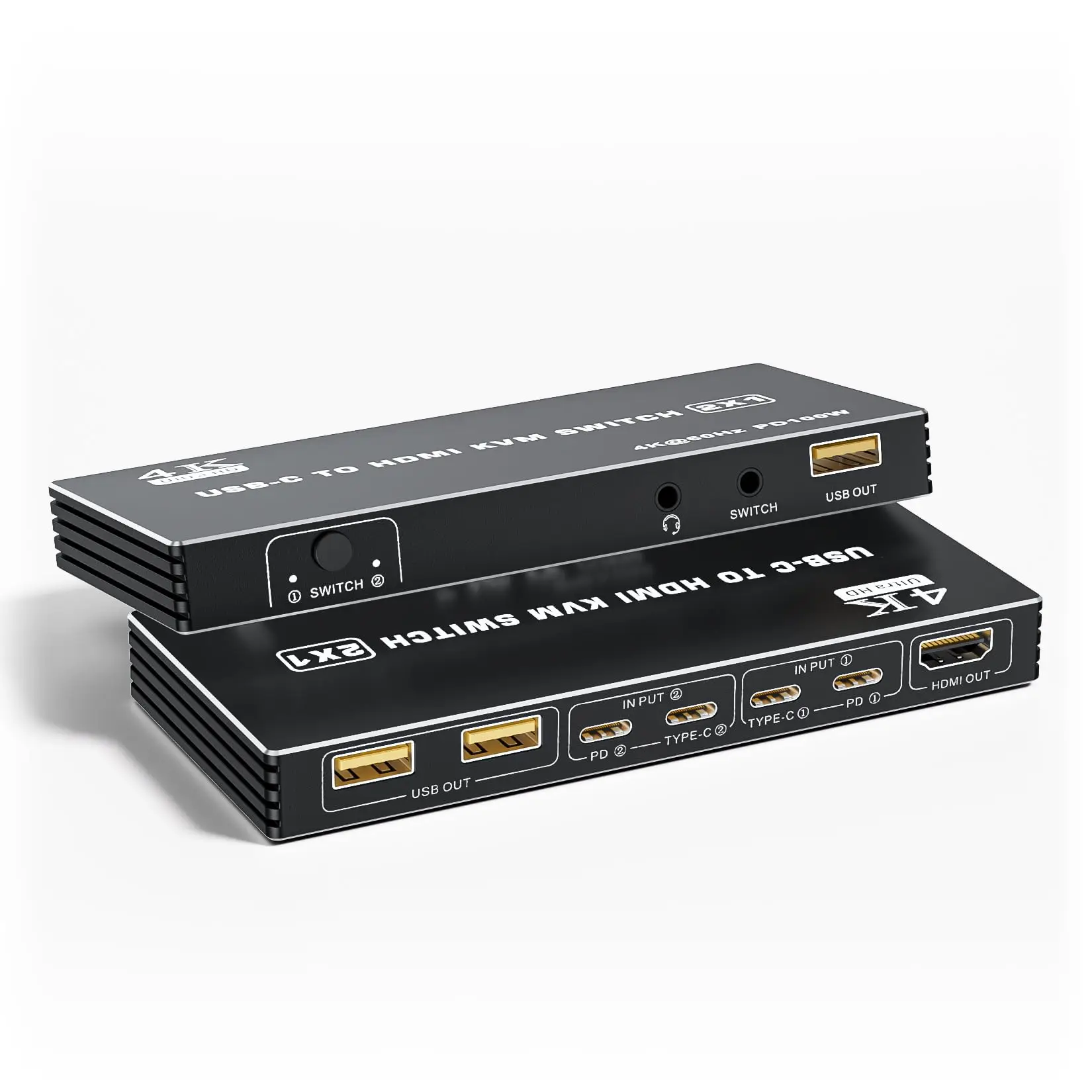 

USB C to HDMI KVM Switch 4K 60Hz, Type-C KVM Switch HDMI for 2 Computers Share 1 HDMI Monitor, 2 USB Video Cables Included