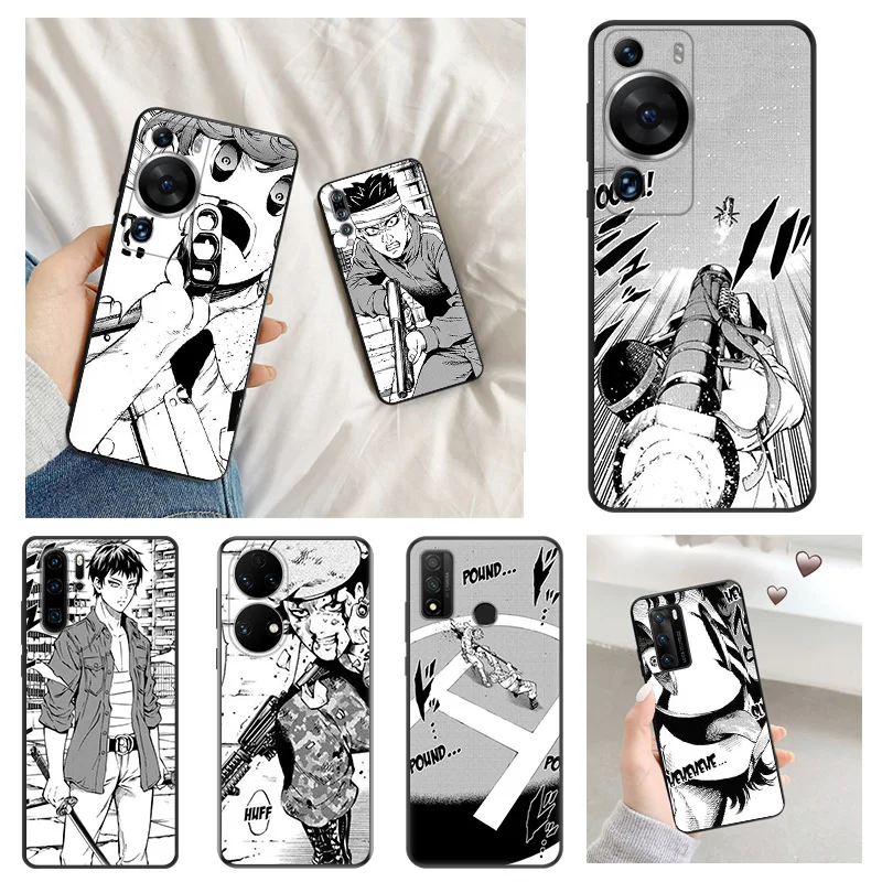 Matte Phone Case for Huawei P20 P Smart P40 P30 Moto G30 G31 G200 OneFusion High-Rise Invasion Manga Soft Black Case Funda Shell