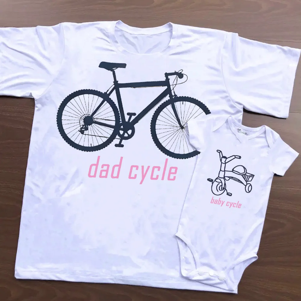 Dad Cycle/Baby Cycle Family Matching Outfit Fathers Day Family Outfits Baby Romper Daddy T-shirt Father's Day Gifts