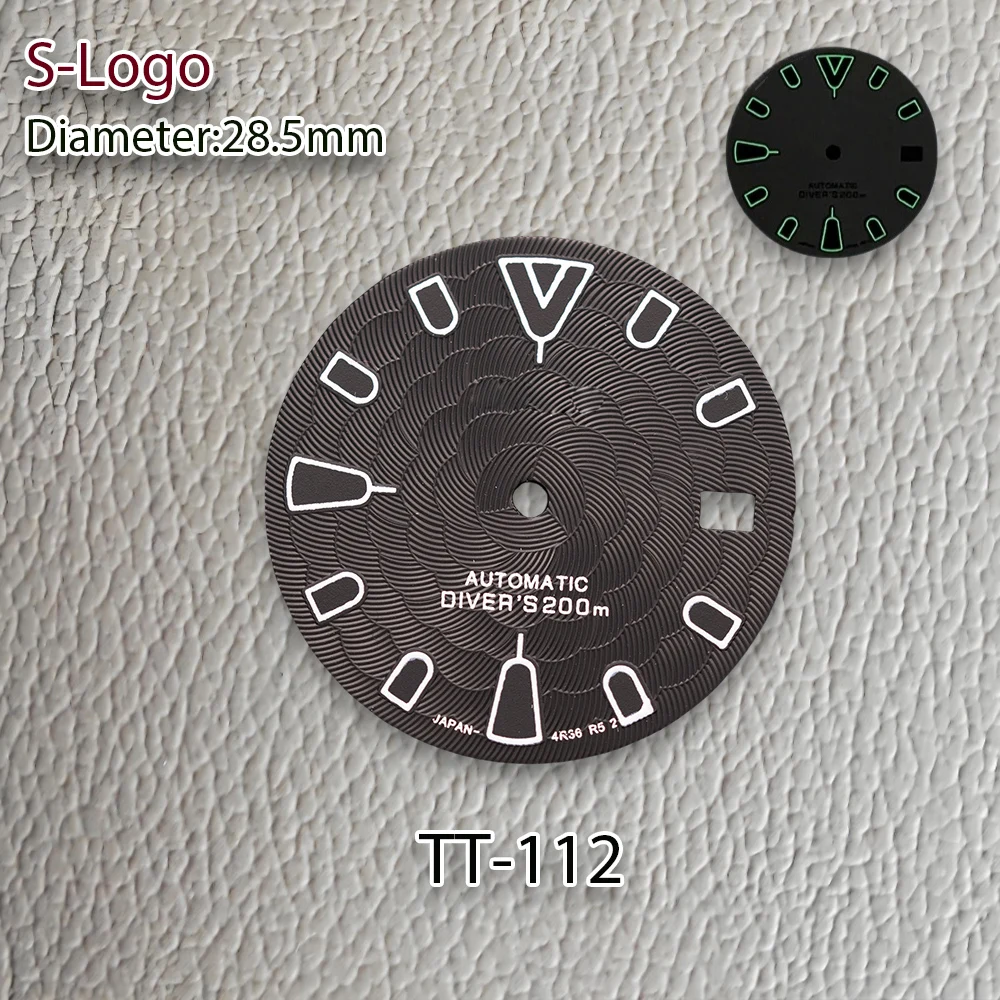 جديد 28.5 مللي متر S شعار غواص الأزرق الهاتفي صالح NH35/NH36/4R/7S حركة الأخضر مضيئة لوتس زهرة ساعة تعديل الملحقات