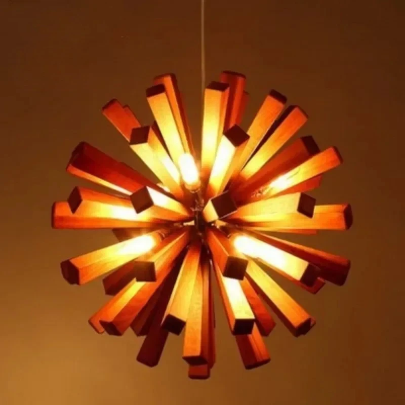 

Creative Shaped Handmade Wooden Pendant Lamp Wabi-sabi Vintage LED Art Decorative Living Room Restaurant Aesthetic Hanging Light