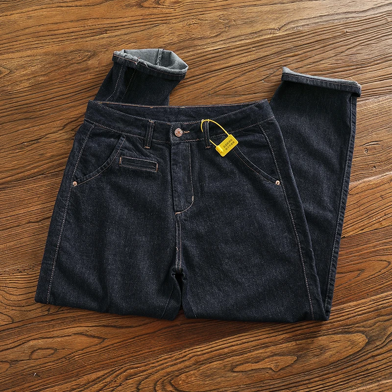 عميق الأزرق الرجال الجينز مستقيم الساق بناطيل كاجوال جميع المواسم يمكن ارتداؤها Faion القطن الحضري ماصة للعرق المياه وا #2