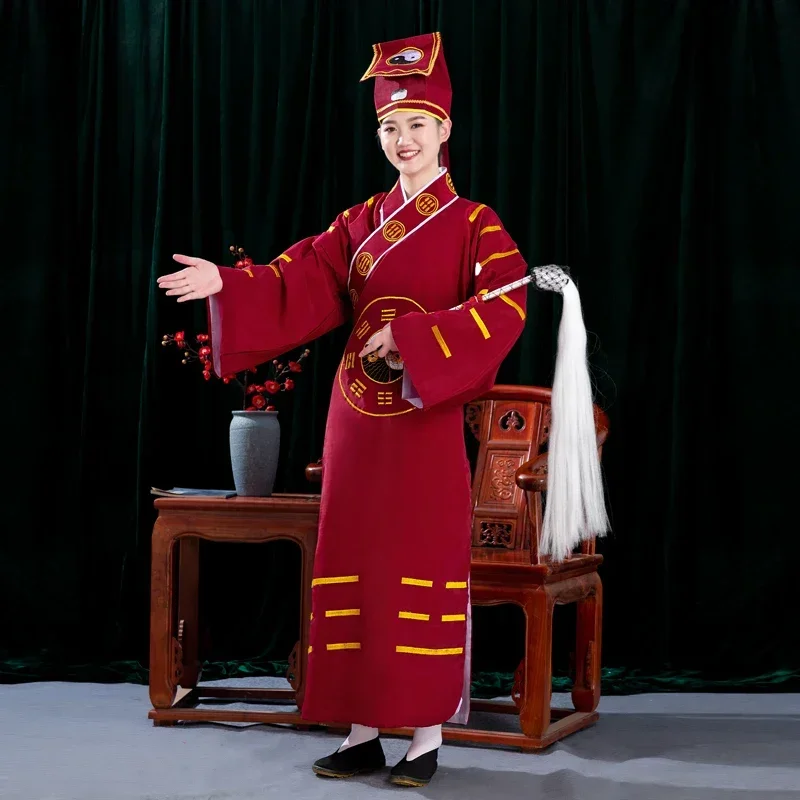 6 Farben traditionelle chinesische Taoist Roben für Erwachsene Priester Kostüme Maoshan Mönch Kleidung Shaolin Tai Chi Kleid mit Schneebesen Hut