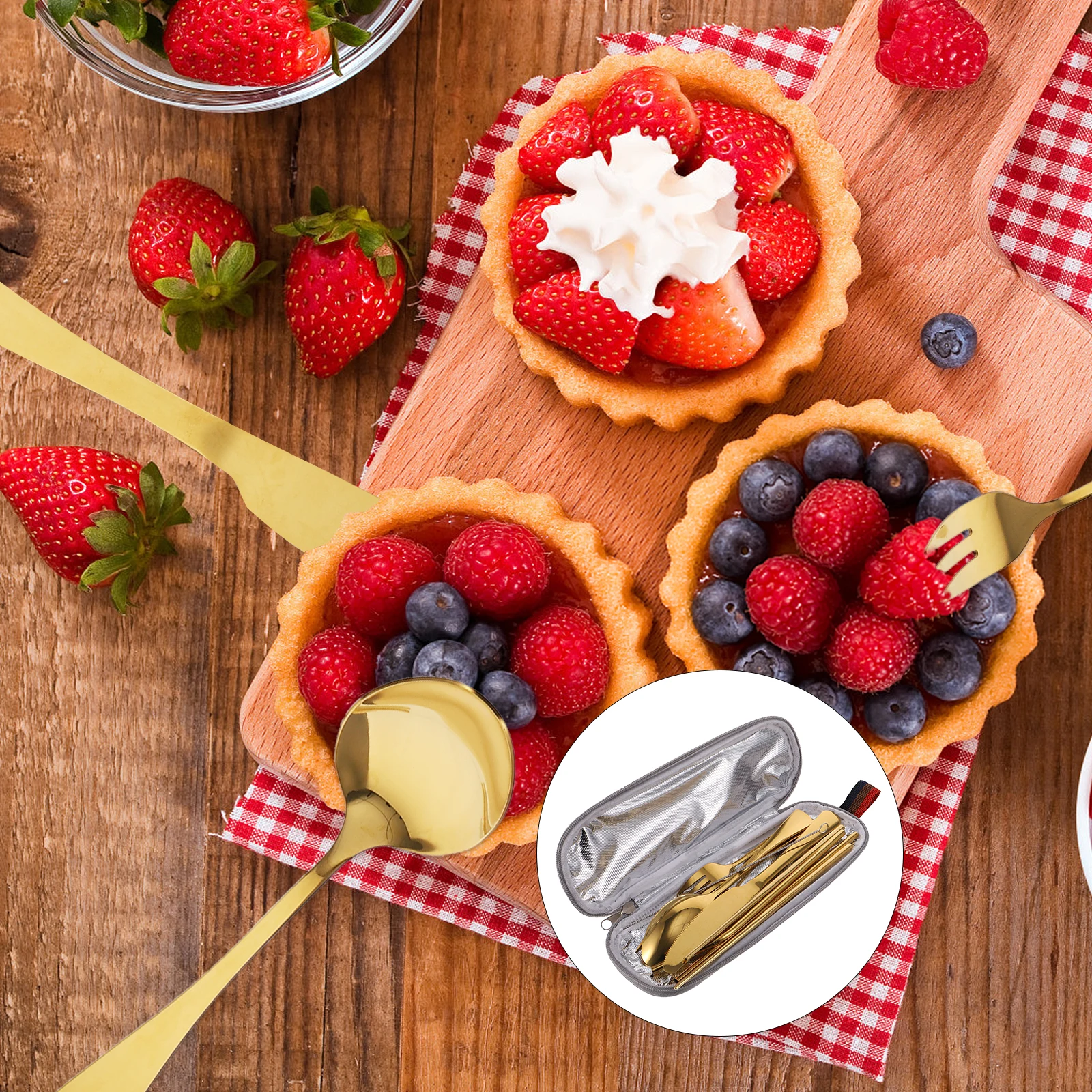 

9Pcs Portable Stainless Steel Cutlery Set Outdoor Picnic Travel Reusable Anti Slip Lightweight Dining Experience