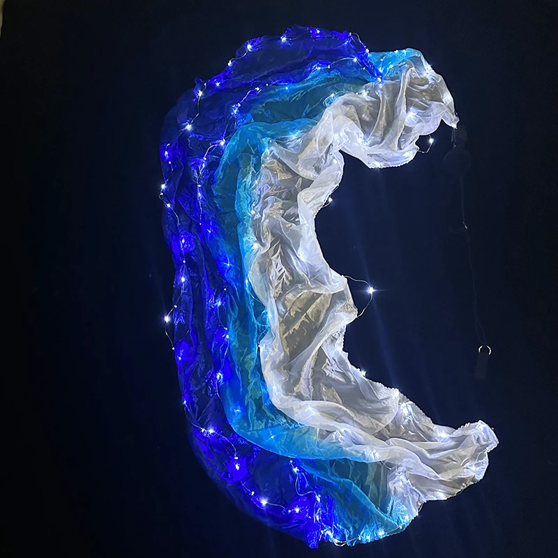 1 قطعة LED الملونة متوهجة الحرير رياضة الشريط مضيئة الحرير بوي سلسلة الكرة للنساء الرقص الشرقي أداء الدعائم #6