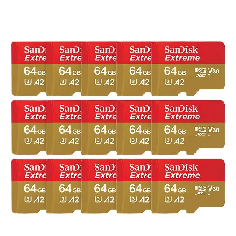 Wholesale SanDisk 15 pieces/Lot 64GB 32GB Class 10 Memory Card Extreme Micro SD Card A2 A1 V30 U3 Flash Card Microsd TF Card