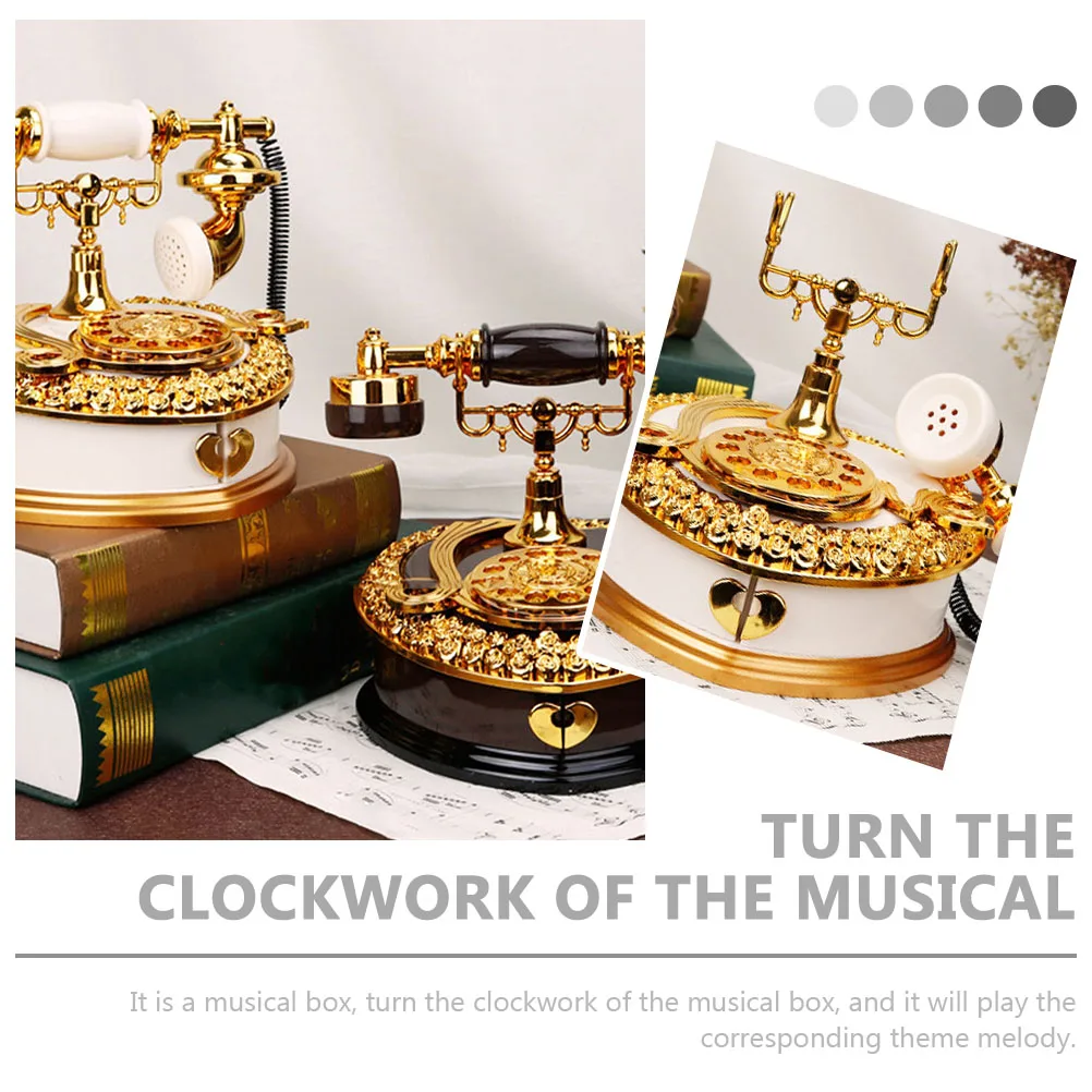

Retro Phone Music Box Home Accessory Telephone Model Office Accessories Toy Decor Abs Decorative Versatile Storage Case Travel