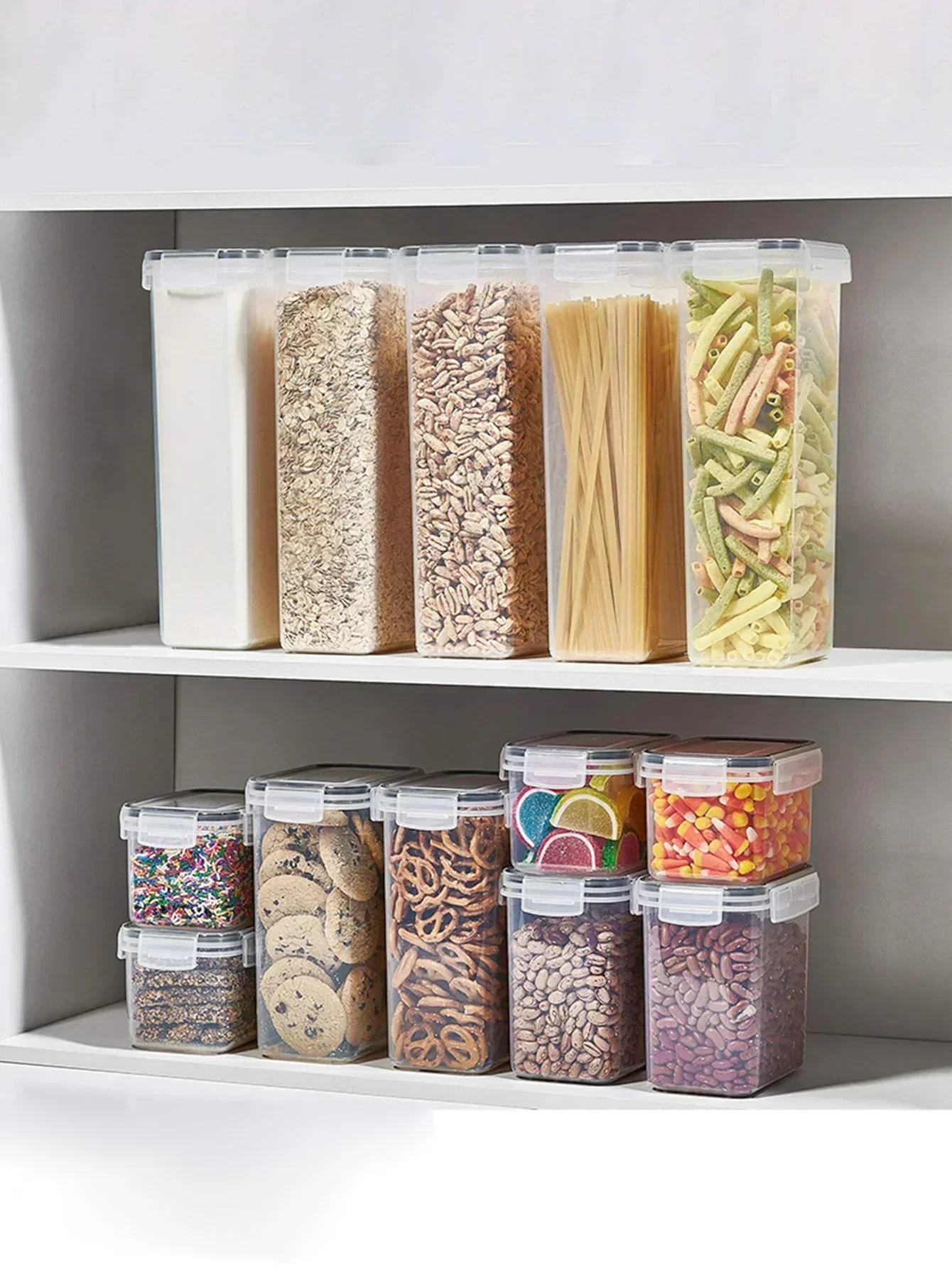 12 قطعة من أدوات المطبخ، حاويات تخزين الطعام المختومة مع أغطية - مثالية لتنظيم وتخزين البضائع الجافة #4