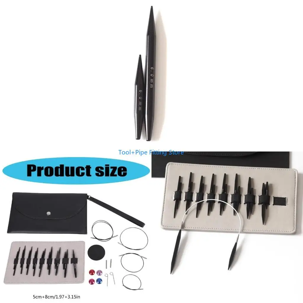 F92B Interchangeable Circular Knitting Needle Set with Case and Accessories Circular Knitting Pins 3.0mm-6.0mm