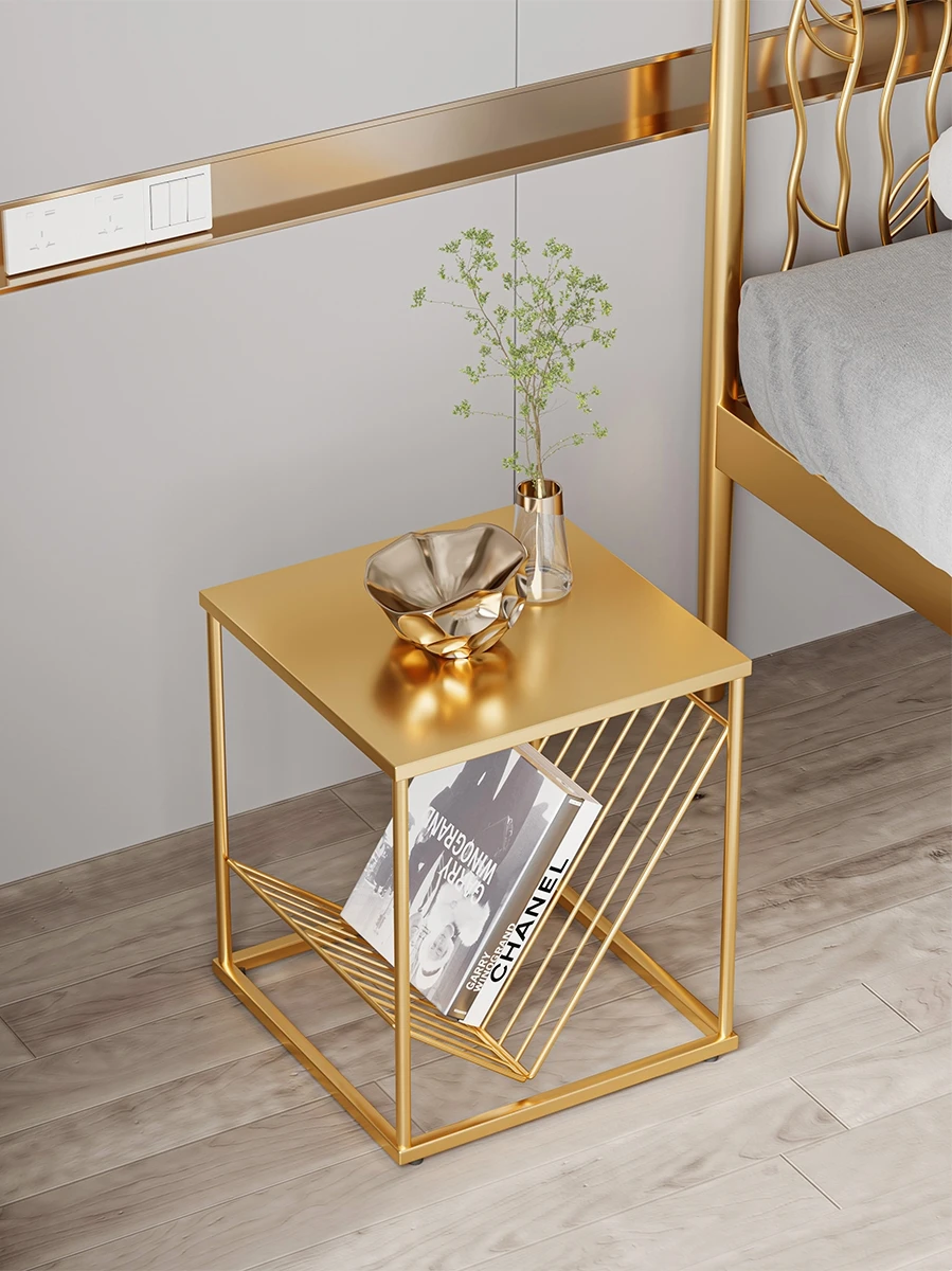 

Modern light luxury bedside table, high-end sense of narrow edge, shelf, bedside table, small coffee table