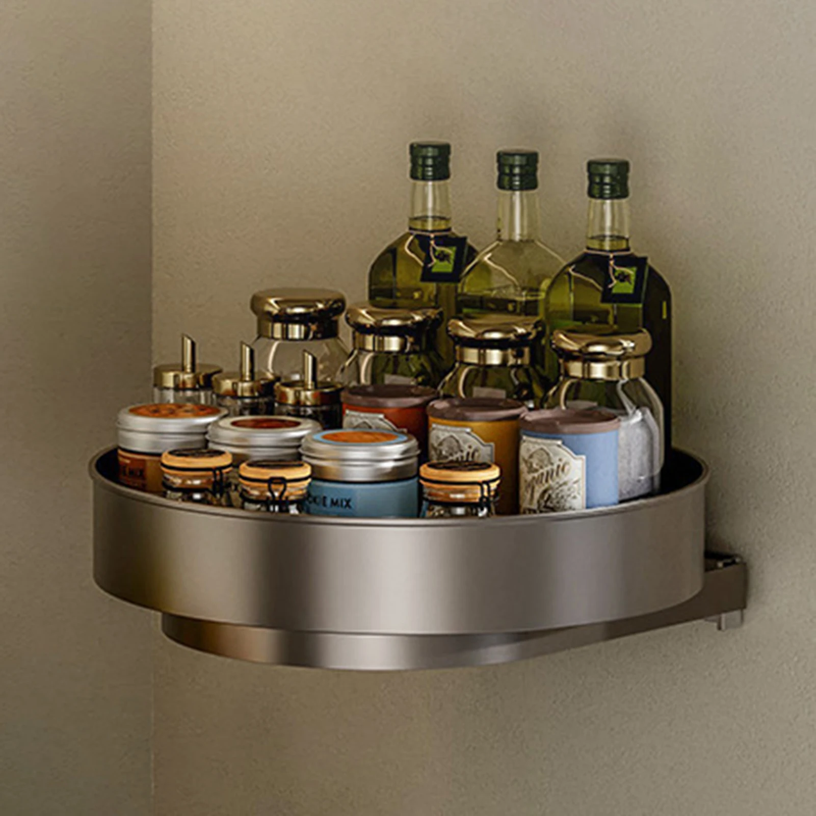 360 Rotating Spice Rack Smooth for Kitchen Countertop Turntable Organizer Oil Sauce Jar Holder Space Saving Durable