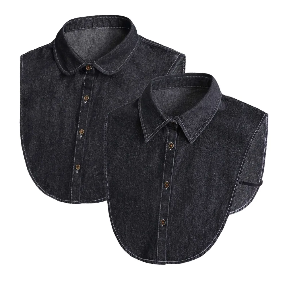 

Adjustable Straps Denim Fake Collar Korean Style All-match Turtleneck Fake Collar Round Neck Solid Color Detachable Collar Girl