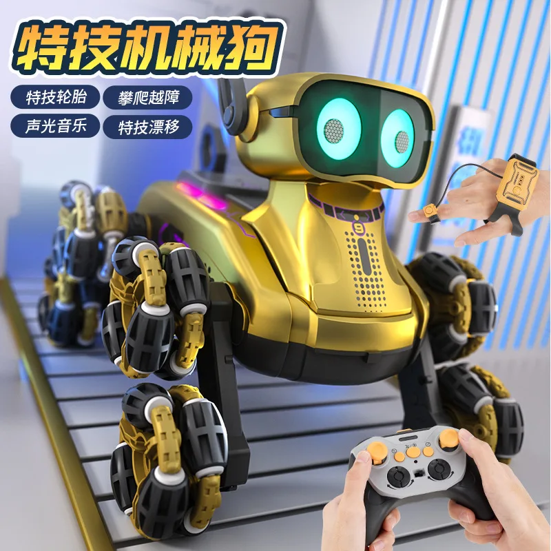 New Special Effects Remote Control Car Eight Wheel Robot Dog Gesture Sensing Climbing Off-Road Vehicle Toy Car Christmas Gift