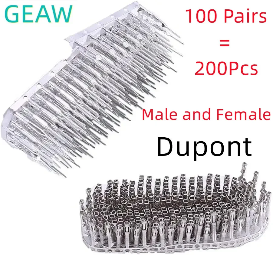 100Pairs Dupont Connector 2.54mm Jumper Wire Cable Pin Connector Terminal Male and Female Pin Connector Kit for Housing Jumper