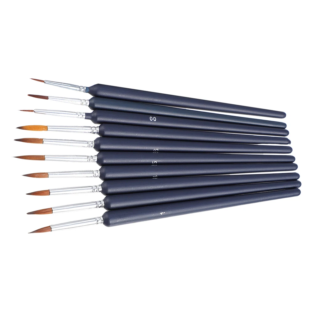 

10 Pcs Oil Painting Brush Set Black Mini Aluminum Tube Fine Art Supplies School Multipurpose Manicure Drawing Tool Nail Pen Line