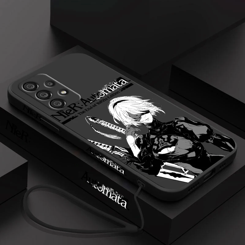 NieR Automata Anime Phone Case For Samsung A55 A53 A33 A52 A32 A71 A51 A21S A35 A25 5G Liquid Left Rope Funda