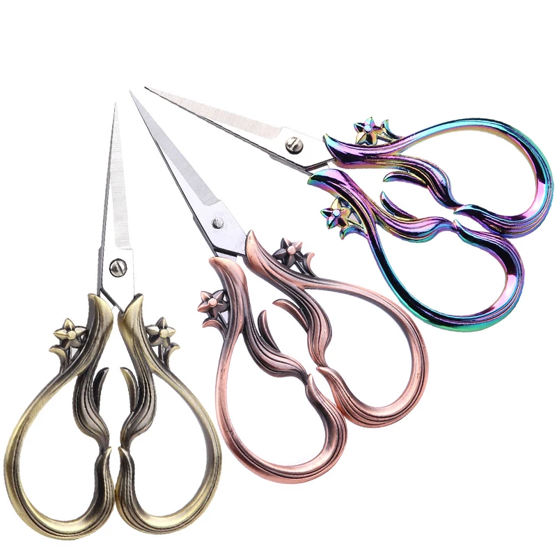 MIUSIE 1PC Vintage Scissors Durable and Sharp  Suitable for Tailors Cutting Fabric and Sewing Cross Stitch，Multiple Styles