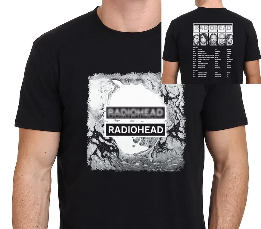 Radiohead Tour 2017 Men'S Black T Shirt Funny Shirts for Men Graphic Tee Mens Cotton T Shirts