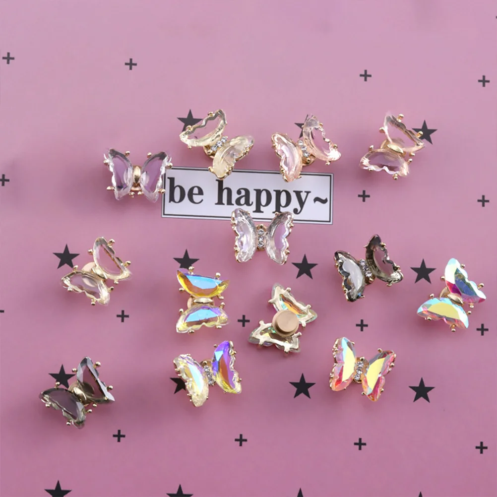 

5 шт., вращающиеся украшения для ногтей в форме бабочки, изысканные легкие подвески, приподнятый дизайн, уникальный дизайн ногтей, стразы, кристаллы, драгоценные камни