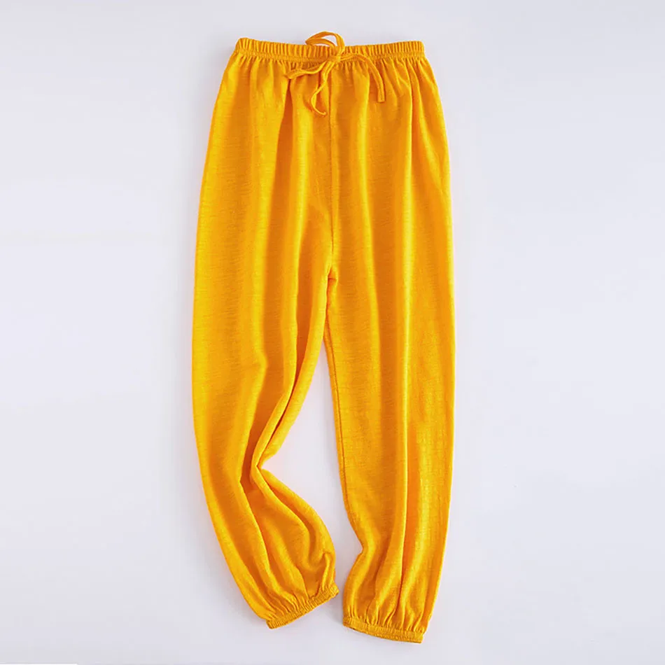 Summer Children\'s Mosquito Repellent Pants Boys and Girls Wide Pine Bamboo Knot Cotton Air-Conditioned Home Pajama Pants