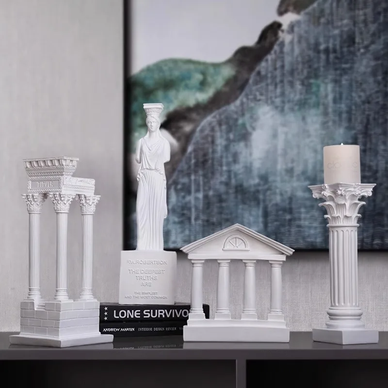 

Greek Ancient Temple Architecture Model Roman Column Pantheon Dome Ornament Modern Home Decoration Gypsum Column Resin Sculpture