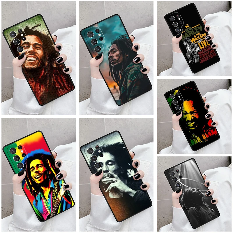 Phone Case For Samsung Galaxy S24 S23 S21fe S22 Ultra Plus Note 10 20 S8 S9 S10 Cover Reggae Singer Bob Marleys Funda