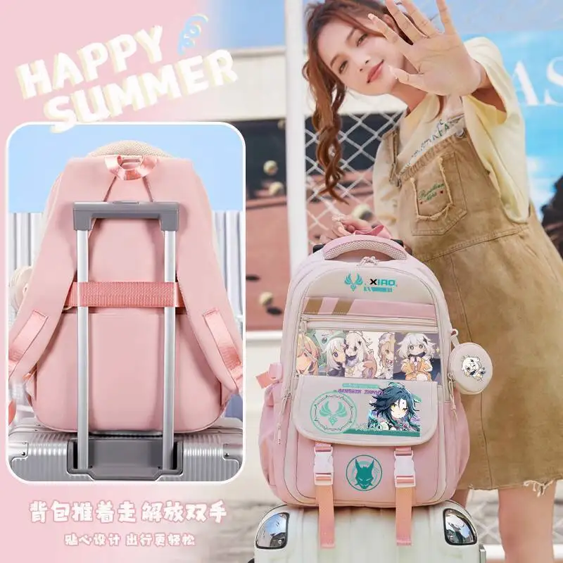 2024 New Genshin Impact Merchandise Elementary Middle School Students Boys And Girls Backpack Lightweight Spine Protection Hi