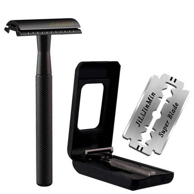 Safety Razor for Men Barbershop Manual Shaver Stainless Steel Easy To Use Shaving Machine 1Pc Handle 1 Double-sided Blade 1 Case