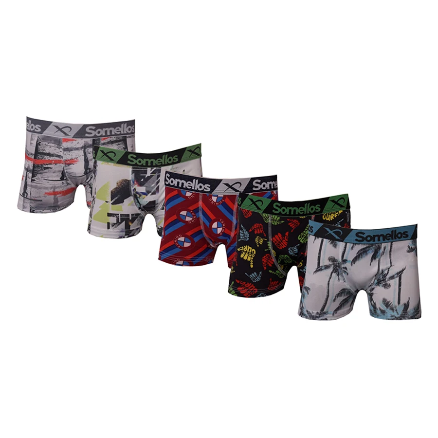 Kit 5 Cuecas Boxer Somellos in Microfibra Estampado Infantil