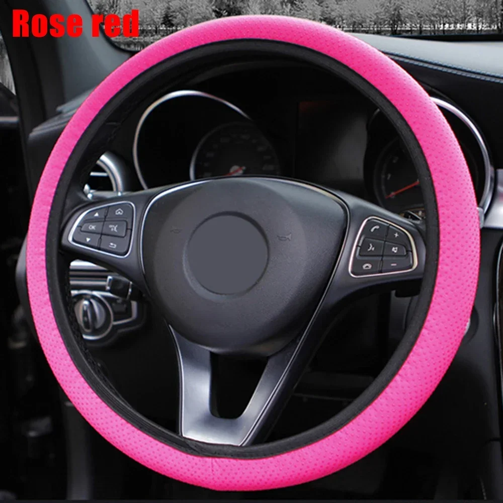 38cm Universal Car Steering Wheel Cover Anti-slip Massage Particles Knitted Fabric Car Stretch Steering Wheel Cover