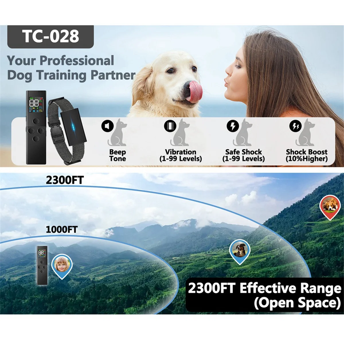 

ATS-Dog Training Electronic Collar Remote Control Smart Dog Vibrating Collar Waterproof Electric Dog Vibrating