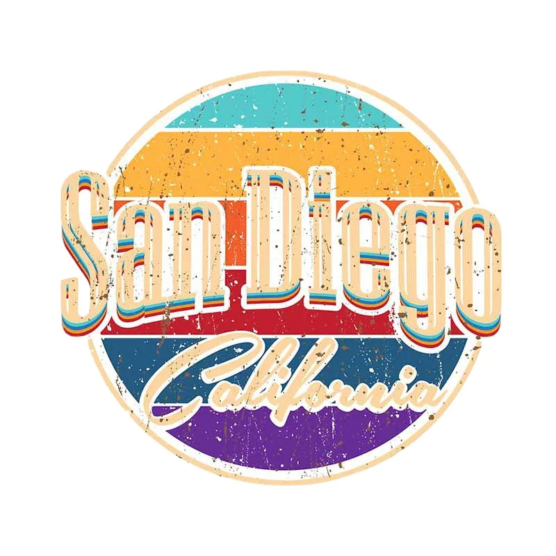Retro Sign San Diego California Car Sticker Bumper Body Waterproof Vinyl Decal Creative JDM Decoration Car Assessoires