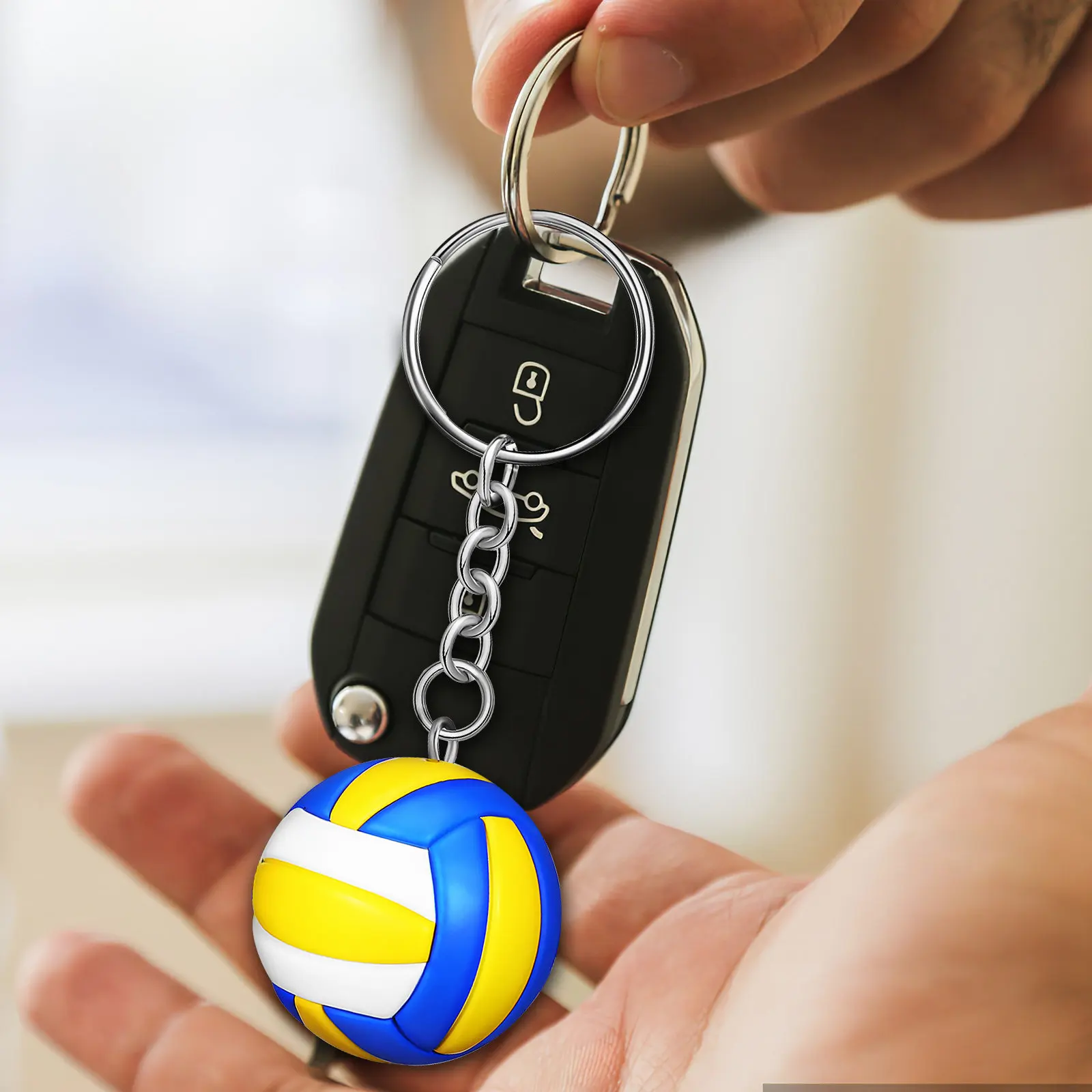

Набор из 4 брелоков в виде волейбольных мячей, имитация искусственного дизайна, спортивный кулон для ключей, сумок, рюкзаков, декоративный аксессуар