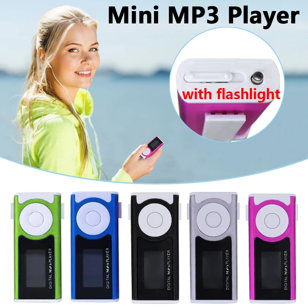 Mini MP3 Player High Quality Sound Music Player with Screen Rechargeable Battery Portable Audio Player with Flashlight