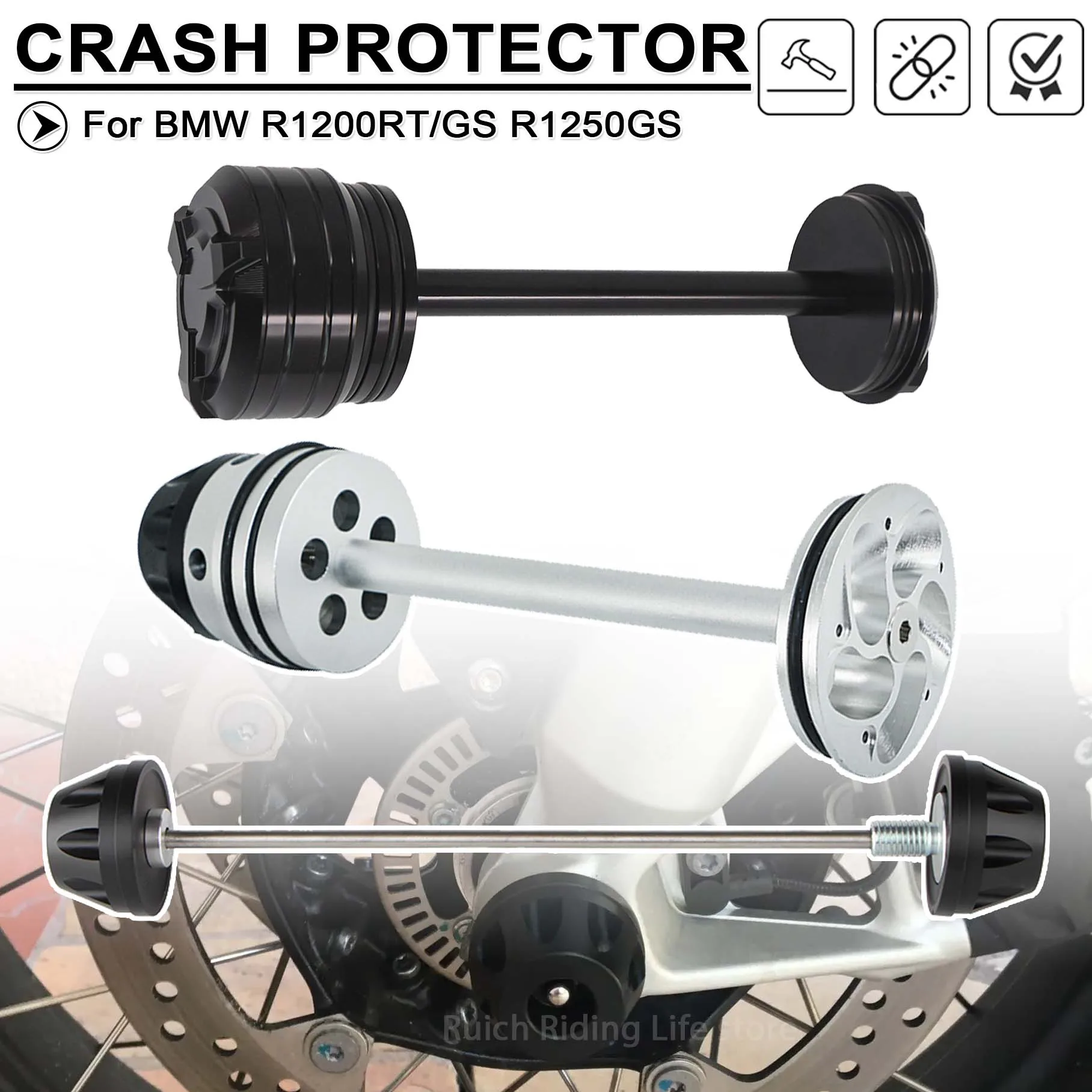 For BMW R1200 R1250 RT GS LC ADV Adventure Motorcycle Front Rear Wheel Fork Axle Cap Crash Slider Spindle Hub Falling Protector