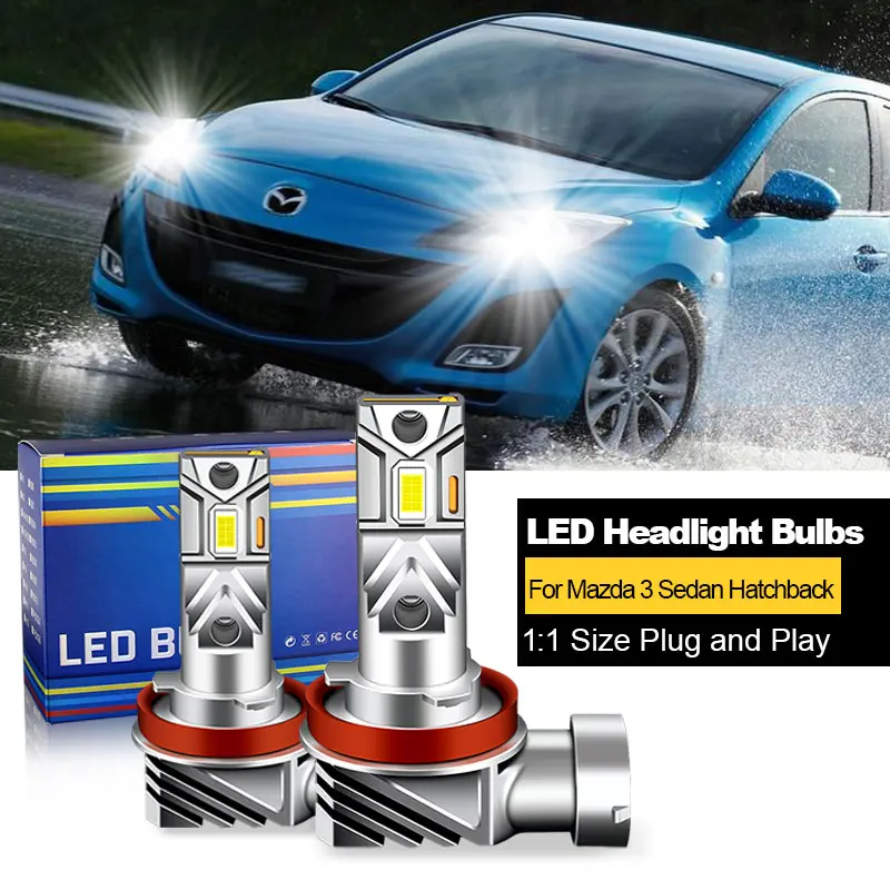 2PC CANbus For Mazda 3 Sedan Hatchback 2016 2015 2014 2013 2012 2011 2010 LED Headlights H11 9005 High Low 12V Car Styling Bulb