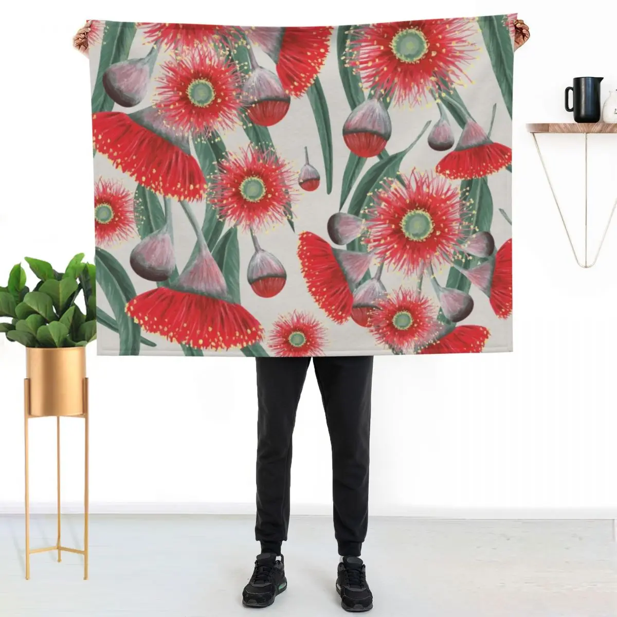 Gum Flowers and Leaves Throw Blanket Lightweight Cozy Blanket for Bed Sofa