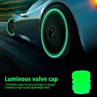 4PCS Car Luminous Tire Valve Cap Motorcycle Bike Wheel Decor Stem Valve Caps Nozzle Luminous Fluorescent Glowing Night Tyre S3U6