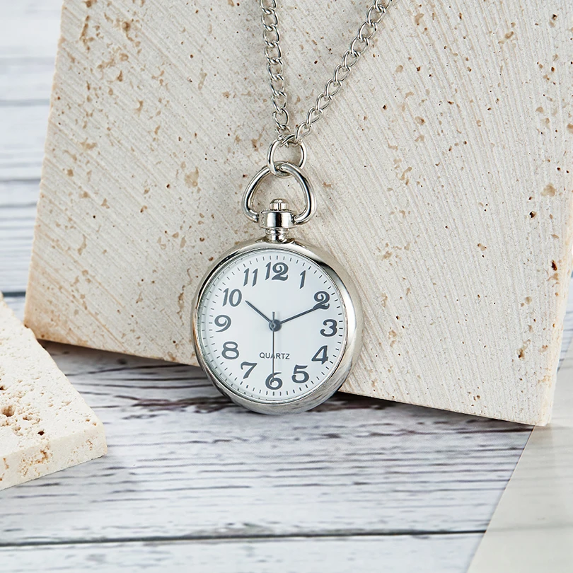 Necklace Pendant Quartz Pocket Watch Roman Numerals Easy Read Small Fob Chain Clock for Men Women the Old People Simple Reloj