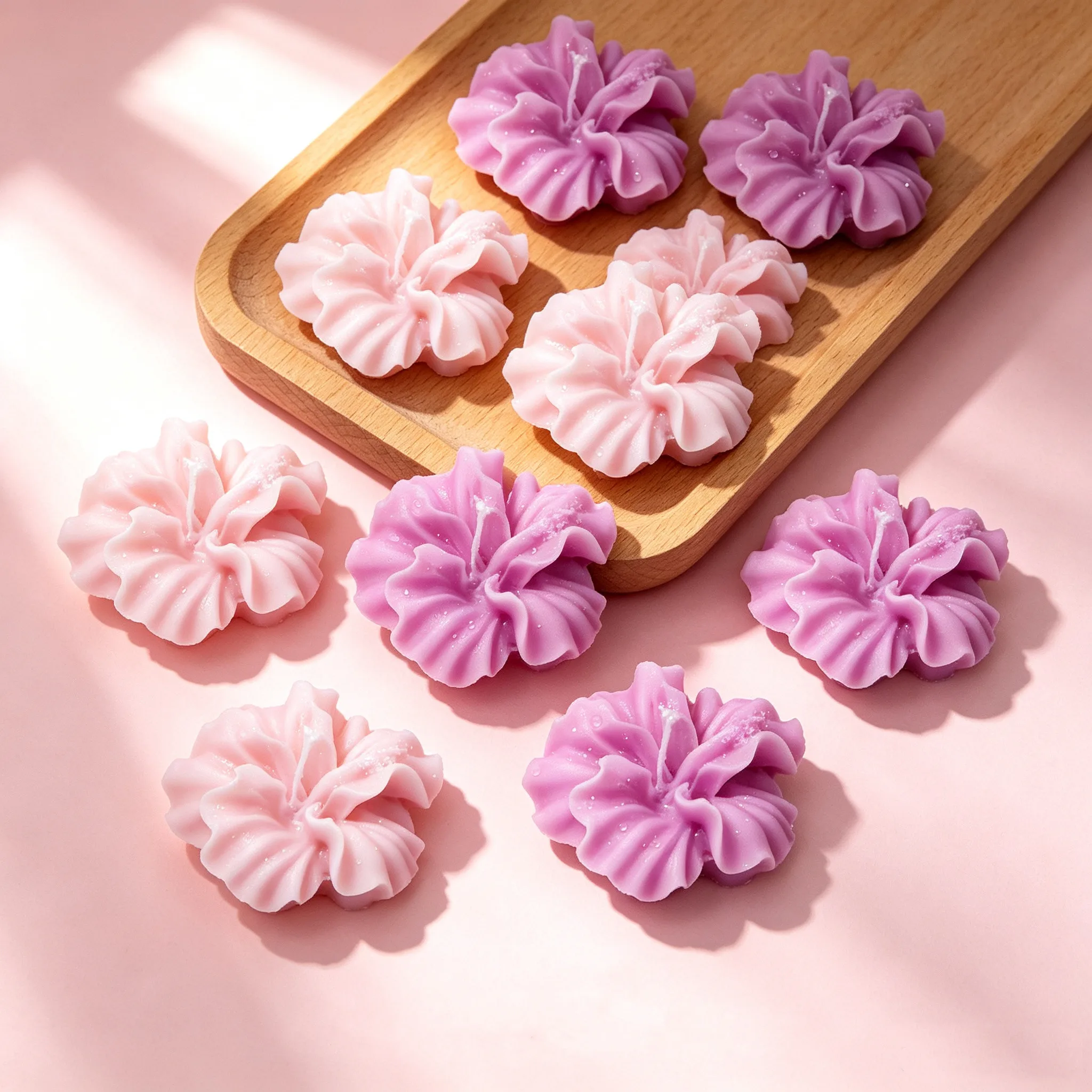 2pcs Hibiscus Flower Candle Mold,Flower Silicone Mold For Polymer Clay Candle Making,Epoxy Resin Casting,Soap Plaster Crafts