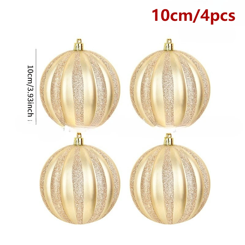 10/15/20cm Big Christmas Ball Champagne Pumpkin Ball Xmas Decorative Hanging Ornaments Party Christmas Spheres Pendant