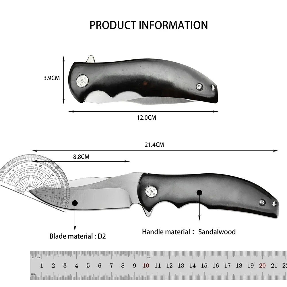 NEW 0606 Folding Pocket Knife D2 Blade Sandalwood / G10 Handle High Quality Outdoor EDC Survival Camping Hiking Hunting Tools