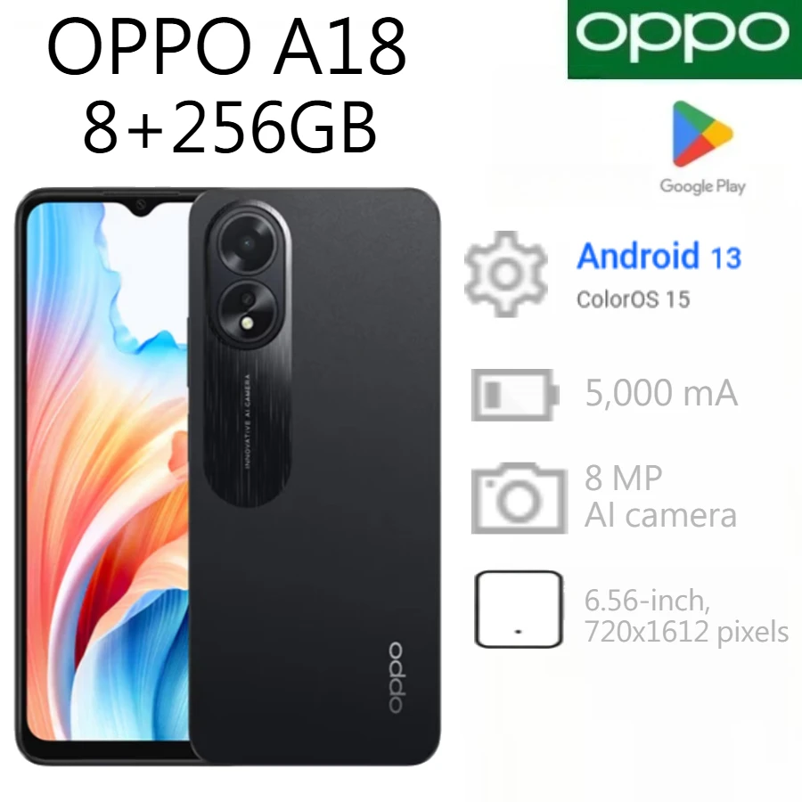 2026 Newest Model OPPO A18 Smartphone Dual Nano-SIM Globally Unlocked 6.56-inch 90Hz Display Helio G85