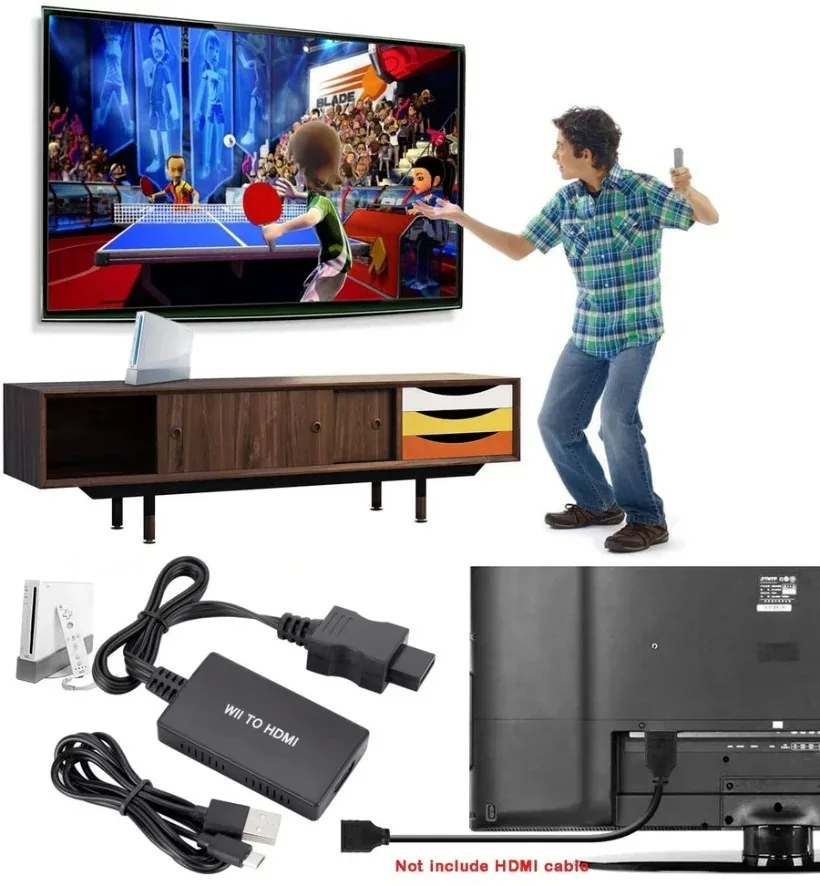محول متوافق مع HDMI ، محول مع مقبس صوت ، يدعم شاشة Wii للكمبيوتر ، HDTV والشاشة ،